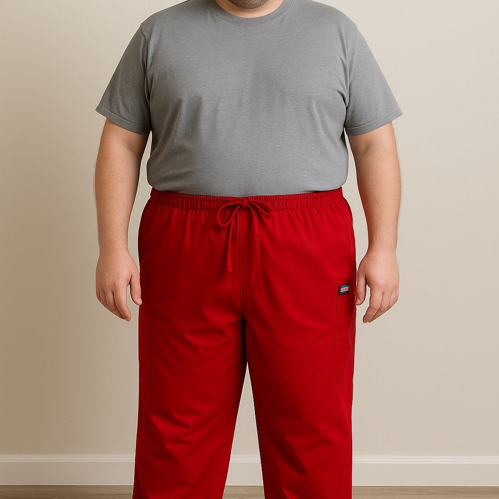 Cherokee Men’s Red 4XL Scrub Pants Cargo Pockets